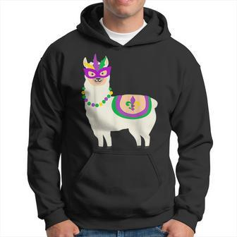 Mardi Gras Llama Funny Carnival Fat-Tuesday Party Hoodie - Seseable