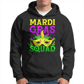 Mardi Gras Squad Carnival Party Funny Mask Beads Women Men Hoodie - Seseable