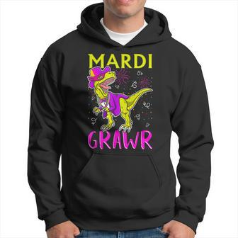 Mardi Grawr Dinosaur T Rex Mardi Gras Carnival Jester Hat Hoodie - Seseable