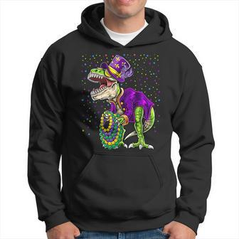 Mardi Grawr T Rex Dinosaur Mardi Gras Bead Costume V2 Hoodie - Seseable