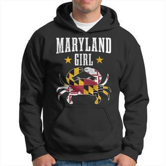 Maryland Girl Blue Crab Vintage Maryland Flag Pride Gift For Womens Hoodie | Mazezy