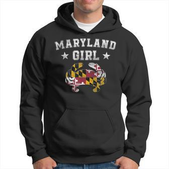 Maryland Girl Flag Blue Crab T - State Pride Retro Hoodie | Mazezy