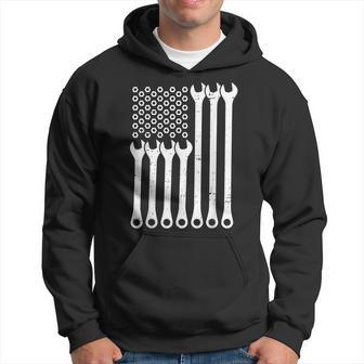 Mechanic American Flag Wrench Mechanics Fans Patriotic Hoodie | Mazezy