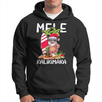 Mele Kalikimaka Hawaiian Christmas Hawaii Surfing Santa Men Hoodie Graphic Print Hooded Sweatshirt - Thegiftio UK