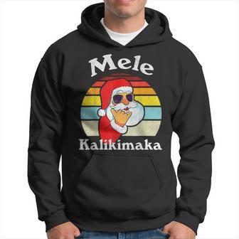 Mele Kalikimaka Retro Christmas Santa Shaka Hawaii Men Hoodie Graphic Print Hooded Sweatshirt - Seseable