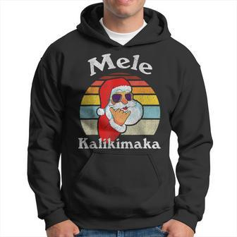 Mele Kalikimaka Retro Christmas Santa Shaka Hawaii V2 Men Hoodie Graphic Print Hooded Sweatshirt - Seseable