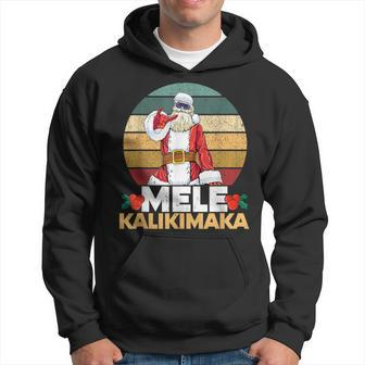 Mele Kalikimaka Retro Tropical Christmas Santa Shaka Hawaii Men Hoodie Graphic Print Hooded Sweatshirt - Seseable