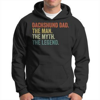 Men Vintage Dog Dad Man Myth Legend Dachshund Dad Day Hoodie - Seseable