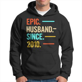 Mens 11Th Wedding Anniversary Epic Husband Since 2010 Men Hoodie Graphic Print Hooded Sweatshirt - Seseable