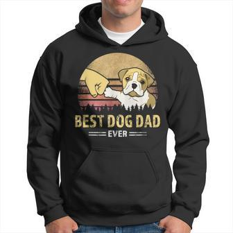 Mens Best Bulldog Dad Ever Vintage English Bulldog Puppy Lover Hoodie - Seseable