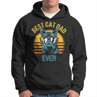 Mens Best Cat Dad Ever Retro Daddy Fathers Day Funny Kitten Men Hoodie - Seseable