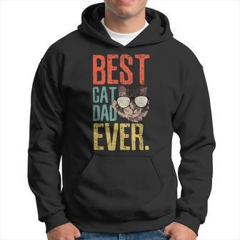 Mens Best Cat Dad Ever - Vintage Retro Funny Cat Lover Gift Hoodie - Seseable