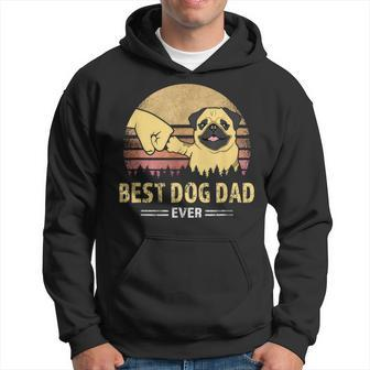 Mens Best Dog Dad Ever Pug Retro Design Proud Vintage Puppy Lover Hoodie - Seseable
