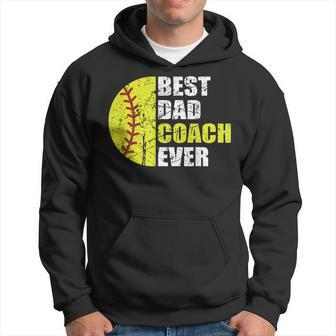 Mens Best Softball Dad Coach Ever Retro Father Softball Coach Dad Hoodie - Seseable