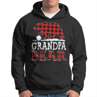 Mens Buffalo Plaid Red Xmas Christmas Grandpa Bear Pajama Family Men Hoodie Graphic Print Hooded Sweatshirt - Seseable