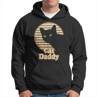 Mens Cat Daddy Vintage Eighties 80S Style Funny Cat Dad Retro Hoodie - Seseable