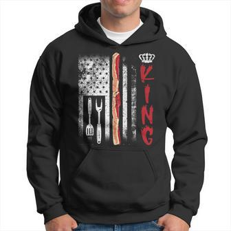 Mens Dad Grilling Funny Bbq Fathers Day Bbq King Usa Flag Bacon Hoodie - Thegiftio UK
