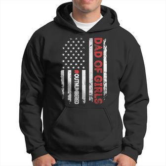 Mens Dad Of Girls Outnumbered Vintage American Flag 4Th Of July Hoodie - Seseable