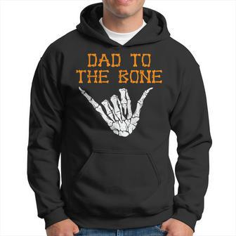 Mens Dad To The Bone Spooky Skeleton Hand Funny Halloween Hoodie - Thegiftio UK