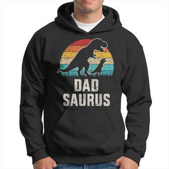 Mens Dadsaurus Dad Dinosaur Vintage For Fathers Day Hoodie - Seseable