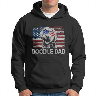 Mens Doodle Dad Goldendoodle Dog American Flag 4Th Of July Hoodie - Monsterry