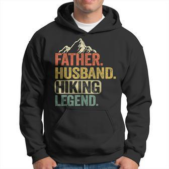 Mens Father Husband Hiking Legend Outdoors Vintage Funny Hiking Hoodie - Seseable