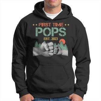 Mens First Time Pops Soon To Be Pops Est 2023 Fathers Day Hoodie - Thegiftio UK