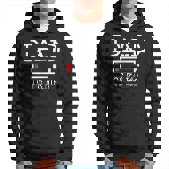 Mens Funny Dad Of 5 Kids - Low Battery Busy Father Parenting Hoodie - Thegiftio UK