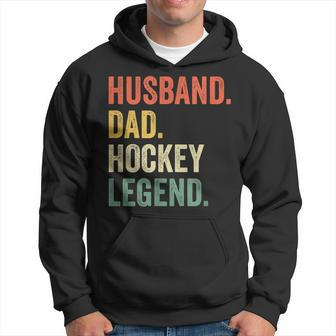 Mens Funny Hockey Player Husband Dad Hockey Legend Vintage Hoodie - Seseable