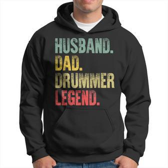 Mens Funny Vintage Gift Husband Dad Drummer Legend Retro Hoodie - Seseable