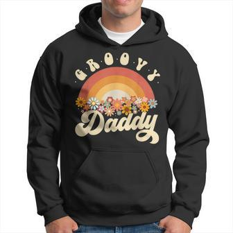 Mens Groovy Daddy Retro Rainbow Colorful Flowers Design Hoodie - Thegiftio UK