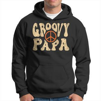 Mens Groovy Papa 70S Aesthetic Nostalgia 1970S Retro Dad Hoodie - Seseable