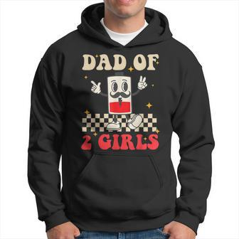 Mens Hippie Face Battery Dad Of 2 Girls Retro Groovy Fathers Day Hoodie - Thegiftio UK