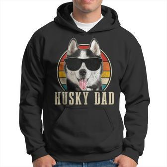 Mens Husky Dad Funny Dog Sunglasses Vintage Siberian Husky Hoodie - Seseable