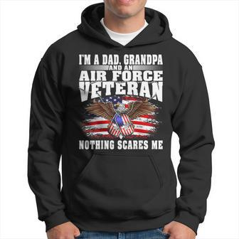 Mens Im A Dad Grandpa And An Air Force Veteran Nothing Scares Me Men Hoodie Graphic Print Hooded Sweatshirt - Seseable