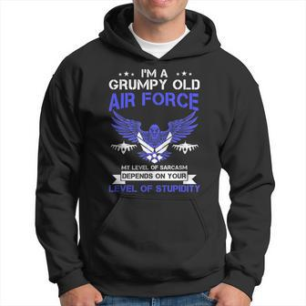 Mens Im A Grumpy Old Air Force Veteran T | Veteran Men Hoodie Graphic Print Hooded Sweatshirt - Seseable