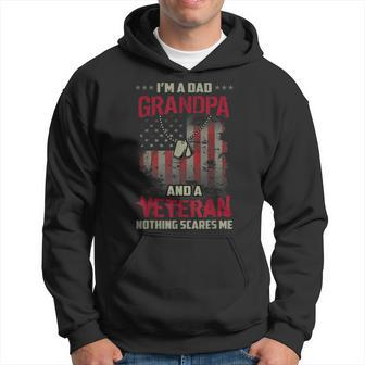 Mens Im Dad Grandpa And Veteran Nothing Scares Me Men Hoodie Graphic Print Hooded Sweatshirt - Seseable