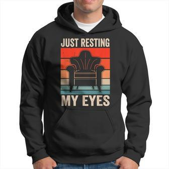 Mens Just Resting My Eyes Sayings Fathers Day Dad Daddy Father Hoodie - Thegiftio UK