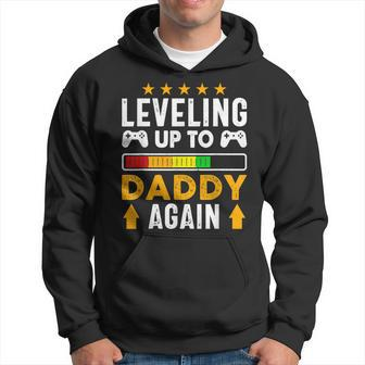 Mens Leveling Up To Daddy Again Funny Dad Pregnancy Announcement Hoodie - Seseable