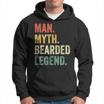 Mens Man Myth Bearded Legend Funny Dad Beard Fathers Day Vintage Hoodie - Seseable