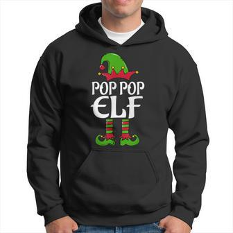 Mens Pop Pop Elf Matching Family Christmas Pajamas Grandpa Elf Men Hoodie Graphic Print Hooded Sweatshirt - Seseable