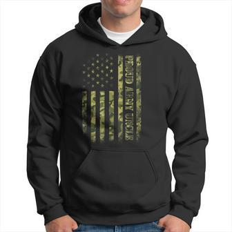 Mens Proud Army Uncle American Flag Camouflage Military Hoodie - Seseable