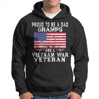 Mens Proud Dad Gramps Vietnam Veteran - Vintage Us Flag Grandpa Hoodie - Seseable