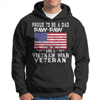 Mens Proud Dad Paw-Paw Vietnam Veteran - Vintage Us Flag Grandpa Men Hoodie Graphic Print Hooded Sweatshirt - Seseable