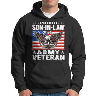 Mens Proud Son-In-Law Of Army Veteran Patriotic Military Family Men Hoodie Graphic Print Hooded Sweatshirt - Seseable