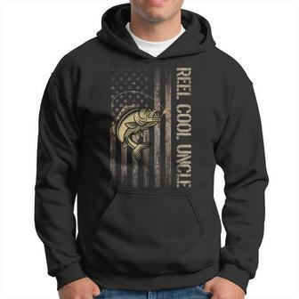 Mens Reel Cool Uncle Fishing Camoflauge America Flag Camo Men Hoodie Graphic Print Hooded Sweatshirt - Seseable