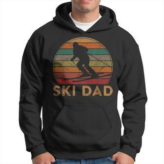 Mens Retro Ski Dad Sunset Winter Skiing Daddy Gift Father Skier Hoodie - Seseable
