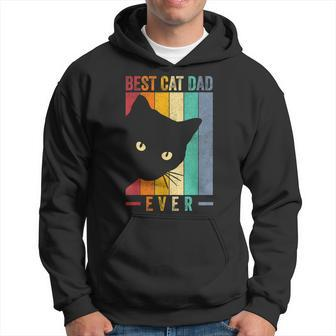 Mens Retro Vintage Best Cat Dad Ever Funny Cat Daddy Fathers Day Hoodie - Seseable