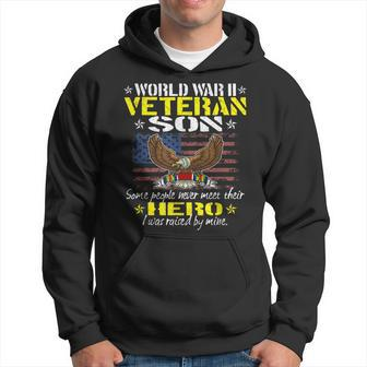 Mens Some People Never Meet Their Hero - World War 2 Veteran Son Men Hoodie Graphic Print Hooded Sweatshirt - Seseable