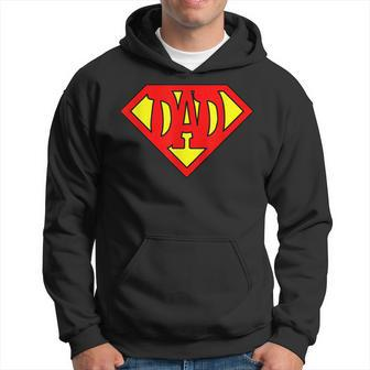 Mens Superdad Super Dad Super Hero Superhero Fathers Day Vintage Hoodie - Seseable